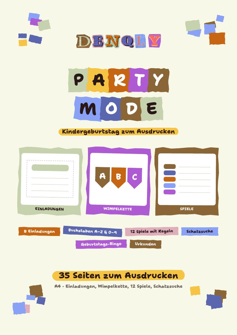 Cover: PARTY MODE – Kindergeburtstag zum Ausdrucken